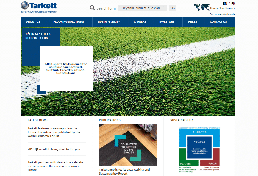 Tarkett, compañía francesa que construye superficies deportivas alternativas.