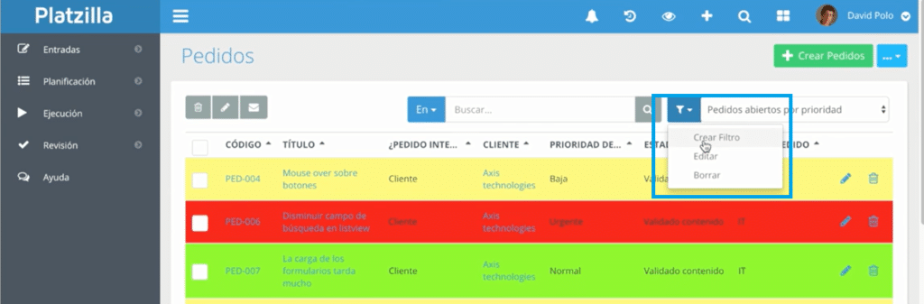 Creación de nuevo filtro - Organización de la información para una gestión fácil