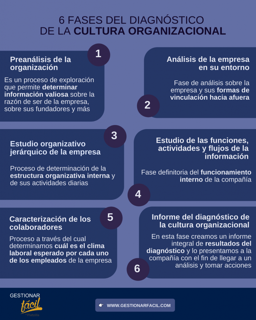 6 fases del diagnóstico de la cultura organizacional. 