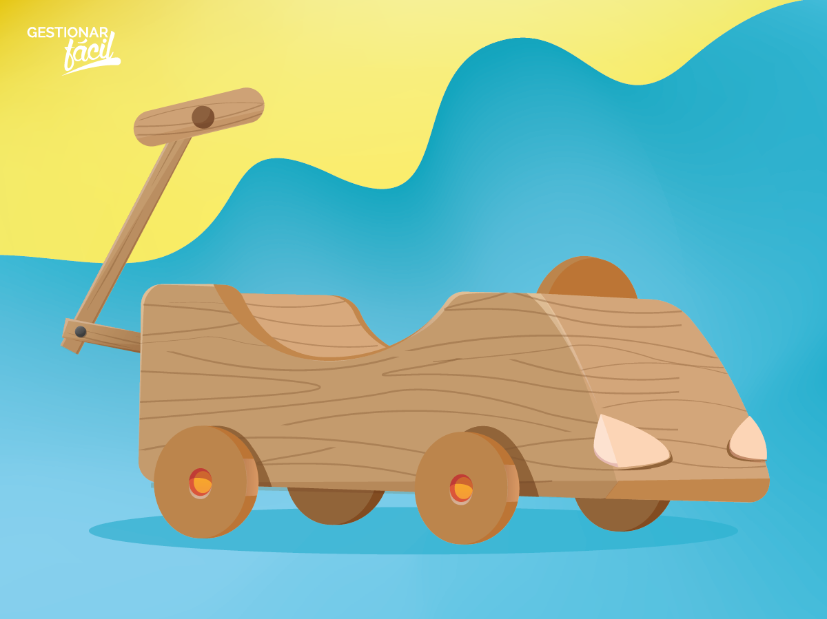 Modelo del carrito montable de madera.